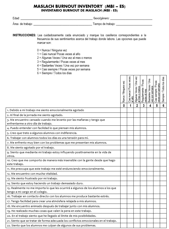 maslach burnout questionnaire pdf
